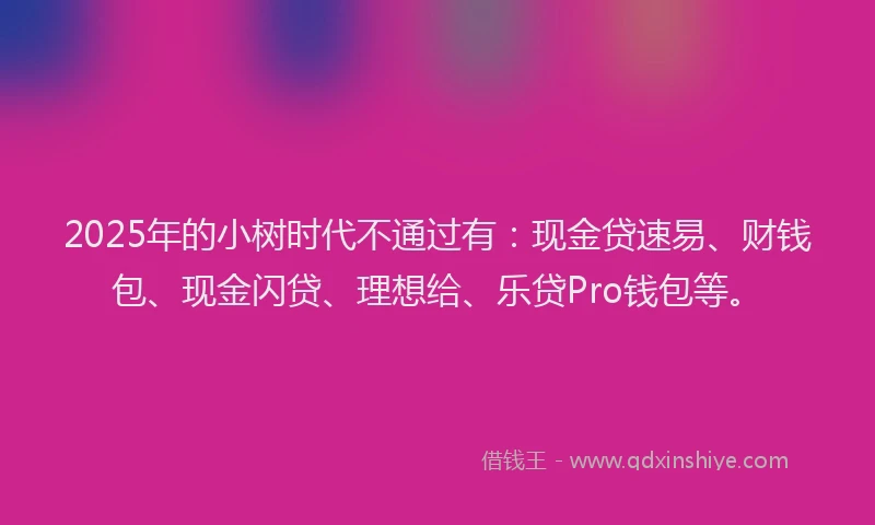 2025年的小树时代不通过有：现金贷速易、财钱包、现金闪贷、理想给、乐贷Pro钱包等。