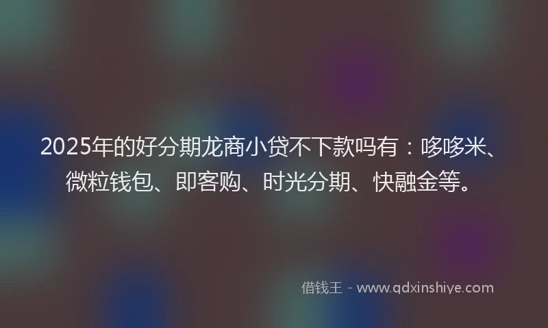 2025年的好分期龙商小贷不下款吗有：哆哆米、微粒钱包、即客购、时光分期、快融金等。