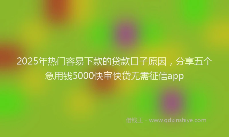 2025年热门容易下款的贷款口子原因，分享五个急用钱5000快审快贷无需征信app