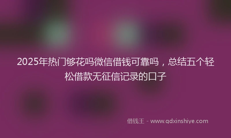 2025年热门够花吗微信借钱可靠吗，总结五个轻松借款无征信记录的口子