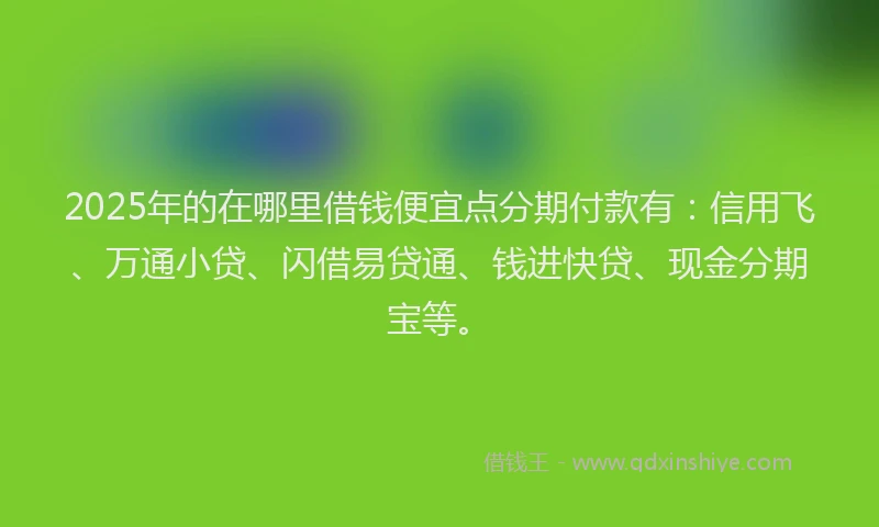 2025年的在哪里借钱便宜点分期付款有：信用飞、万通小贷、闪借易贷通、钱进快贷、现金分期宝等。