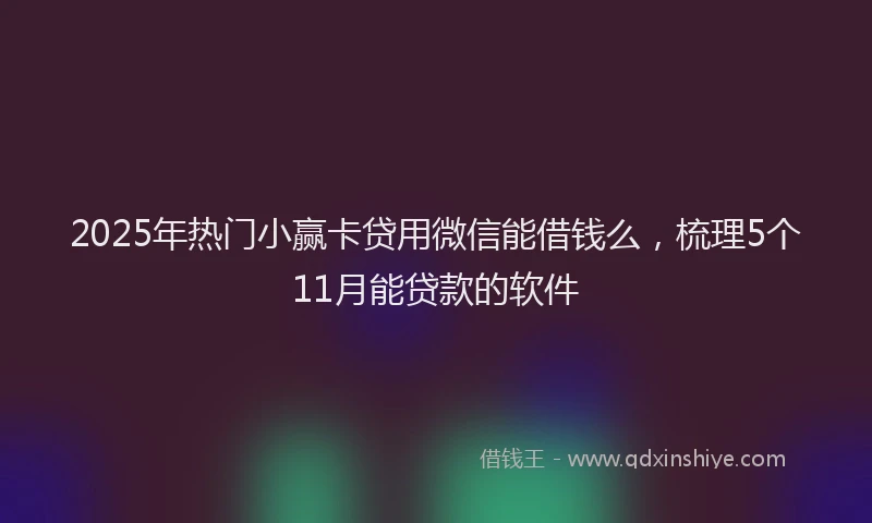2025年热门小赢卡贷用微信能借钱么，梳理5个11月能贷款的软件