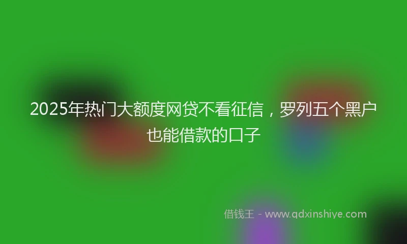 2025年热门大额度网贷不看征信，罗列五个黑户也能借款的口子