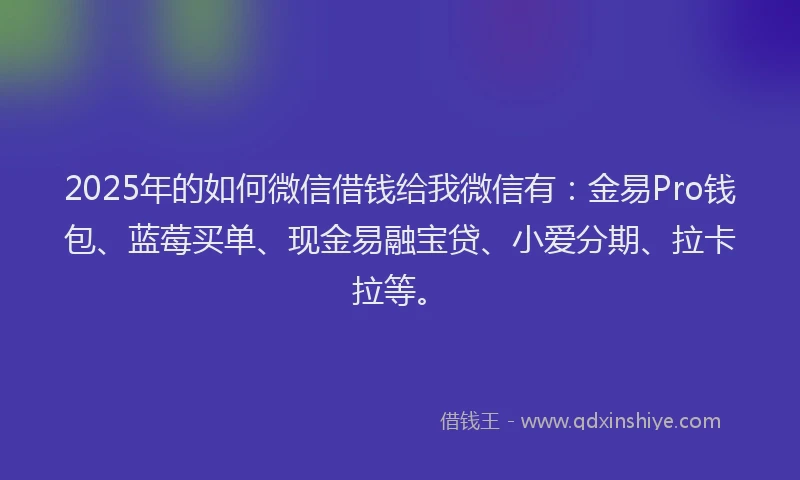 2025年的如何微信借钱给我微信有：金易Pro钱包、蓝莓买单、现金易融宝贷、小爱分期、拉卡拉等。
