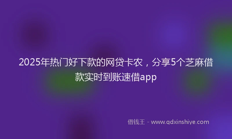 2025年热门好下款的网贷卡农，分享5个芝麻借款实时到账速借app