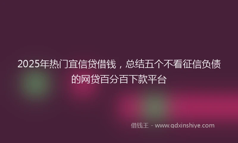 2025年热门宜信贷借钱，总结五个不看征信负债的网贷百分百下款平台