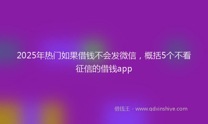 2025年热门如果借钱不会发微信，概括5个不看征信的借钱app