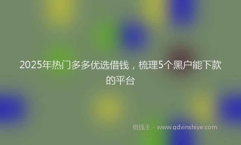2025年热门多多优选借钱，梳理5个黑户能下款的平台