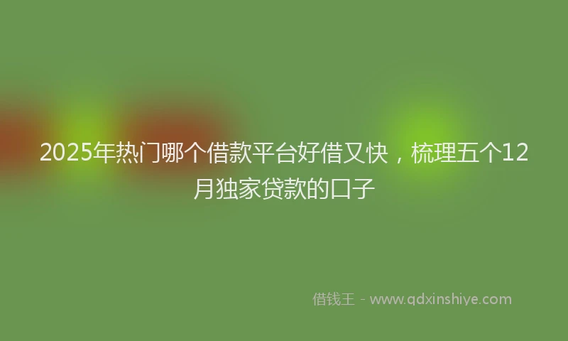 2025年热门哪个借款平台好借又快，梳理五个12月独家贷款的口子