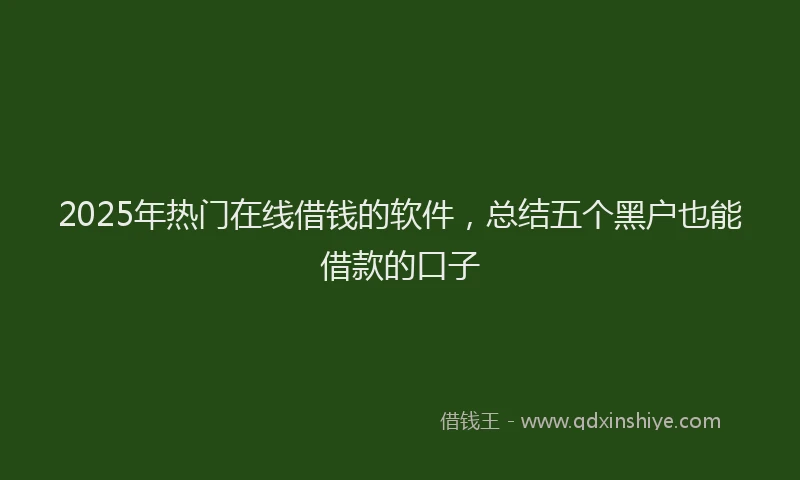 2025年热门在线借钱的软件，总结五个黑户也能借款的口子