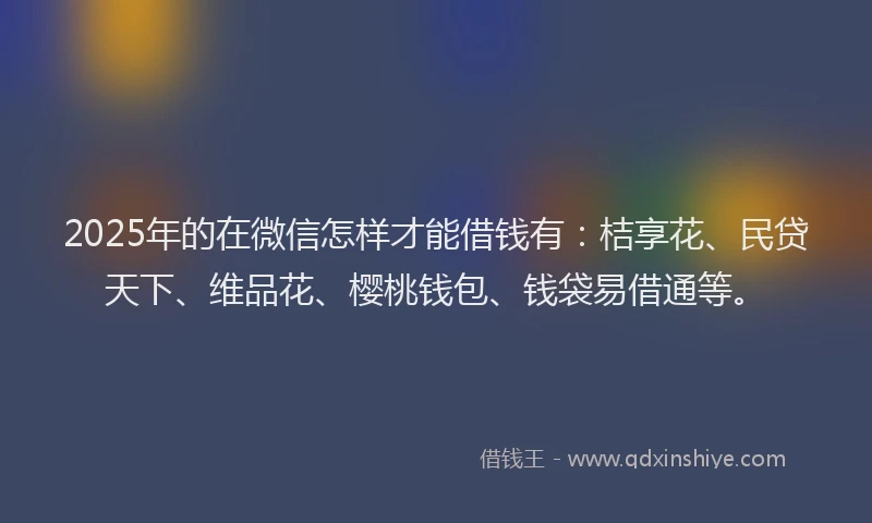 2025年的在微信怎样才能借钱有：桔享花、民贷天下、维品花、樱桃钱包、钱袋易借通等。