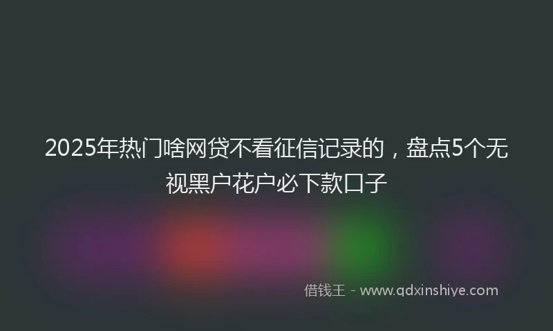 2025年热门啥网贷不看征信记录的，盘点5个无视黑户花户必下款口子