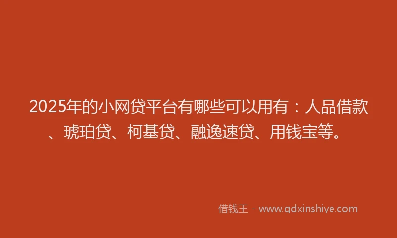 2025年的小网贷平台有哪些可以用有：人品借款、琥珀贷、柯基贷、融逸速贷、用钱宝等。