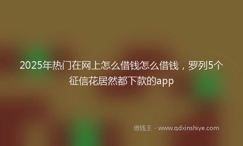 2025年热门在网上怎么借钱怎么借钱，罗列5个征信花居然都下款的app