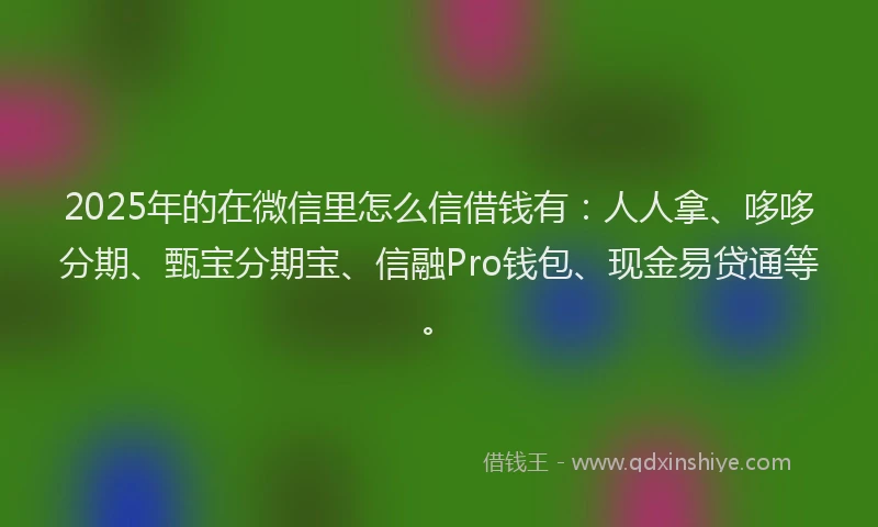 2025年的在微信里怎么信借钱有：人人拿、哆哆分期、甄宝分期宝、信融Pro钱包、现金易贷通等。