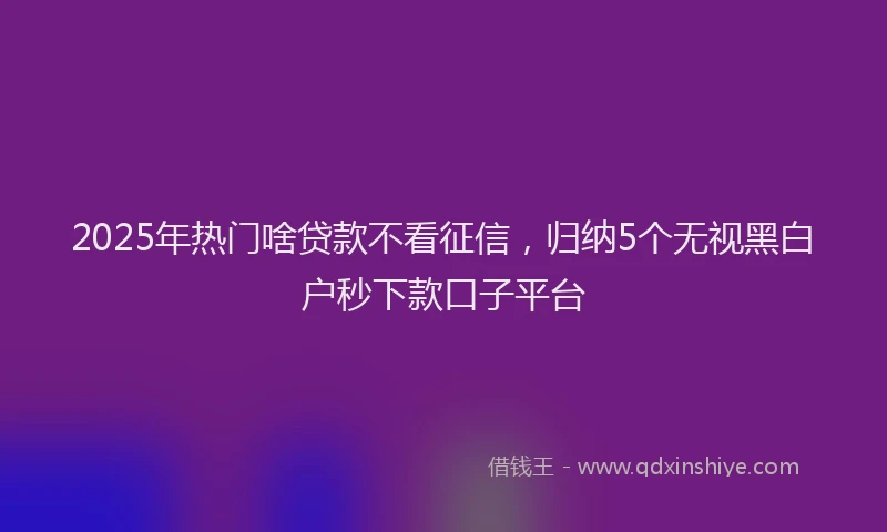 2025年热门啥贷款不看征信，归纳5个无视黑白户秒下款口子平台