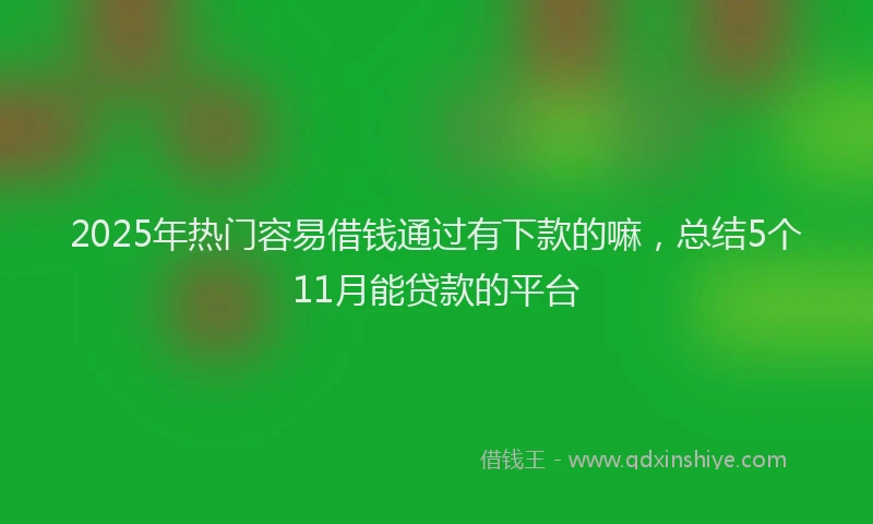 2025年热门容易借钱通过有下款的嘛,总结5个11月能贷款的平台