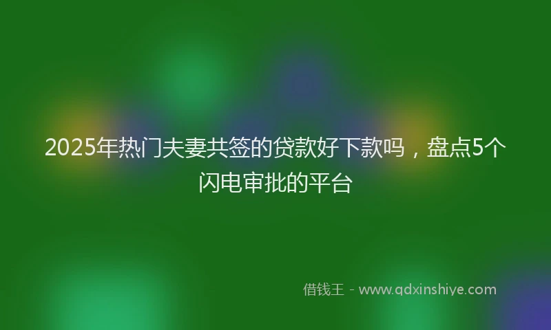 2025年热门夫妻共签的贷款好下款吗，盘点5个闪电审批的平台