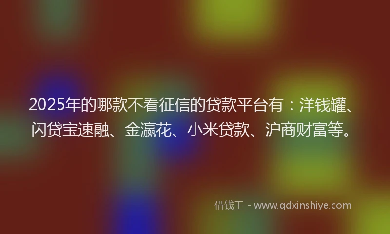 2025年的哪款不看征信的贷款平台有：洋钱罐、闪贷宝速融、金瀛花、小米贷款、沪商财富等。