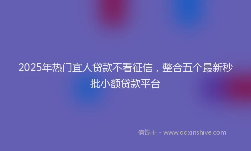 2025年热门宜人贷款不看征信，整合五个最新秒批小额贷款平台