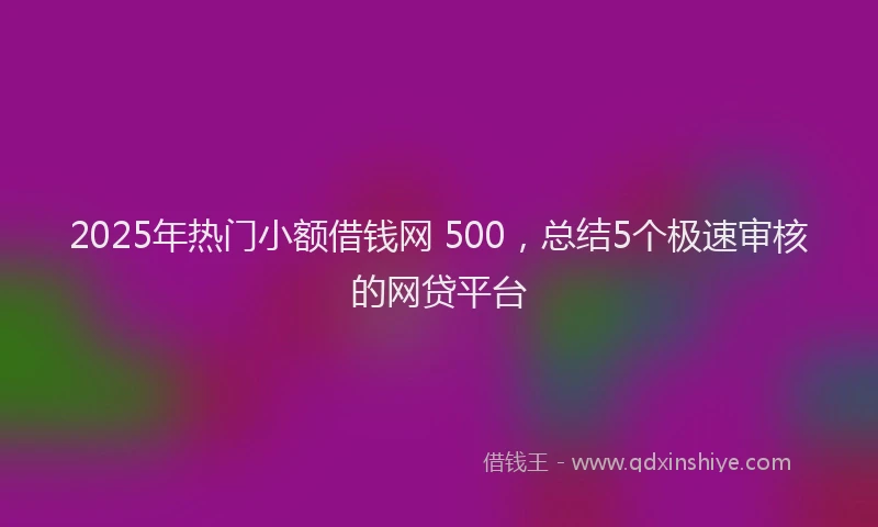 2025年热门小额借钱网 500，总结5个极速审核的网贷平台