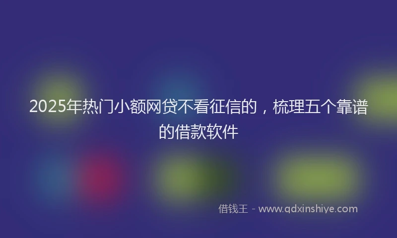 2025年热门小额网贷不看征信的，梳理五个靠谱的借款软件