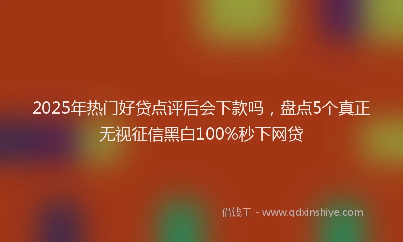 2025年热门好贷点评后会下款吗，盘点5个真正无视征信黑白100%秒下网贷