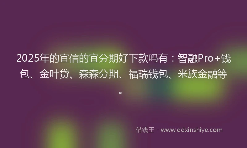 2025年的宜信的宜分期好下款吗有：智融Pro+钱包、金叶贷、森森分期、福瑞钱包、米族金融等。