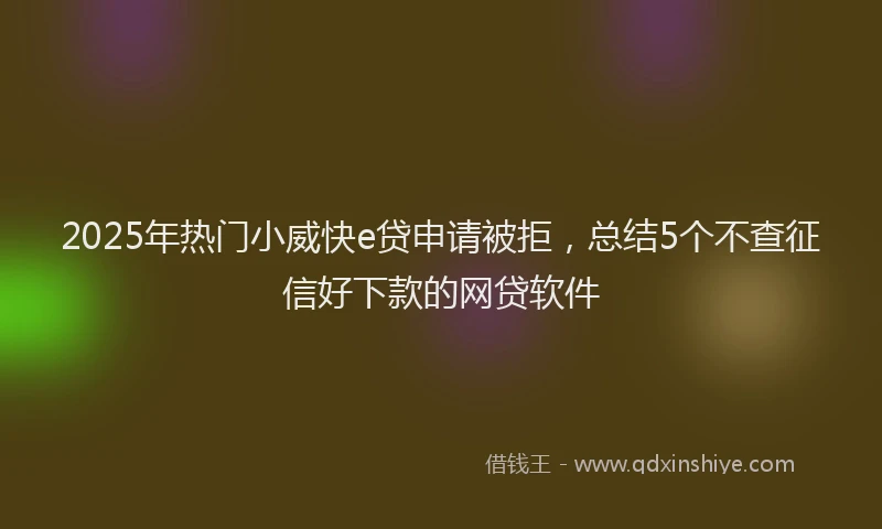 2025年热门小威快e贷申请被拒,总结5个不查征信好下款的网贷软件