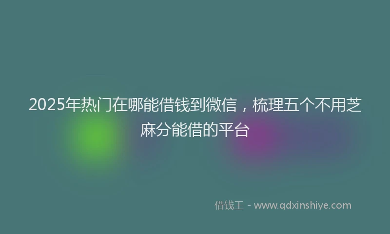 2025年热门在哪能借钱到微信，梳理五个不用芝麻分能借的平台