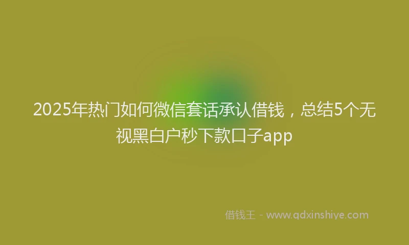 2025年热门如何微信套话承认借钱，总结5个无视黑白户秒下款口子app