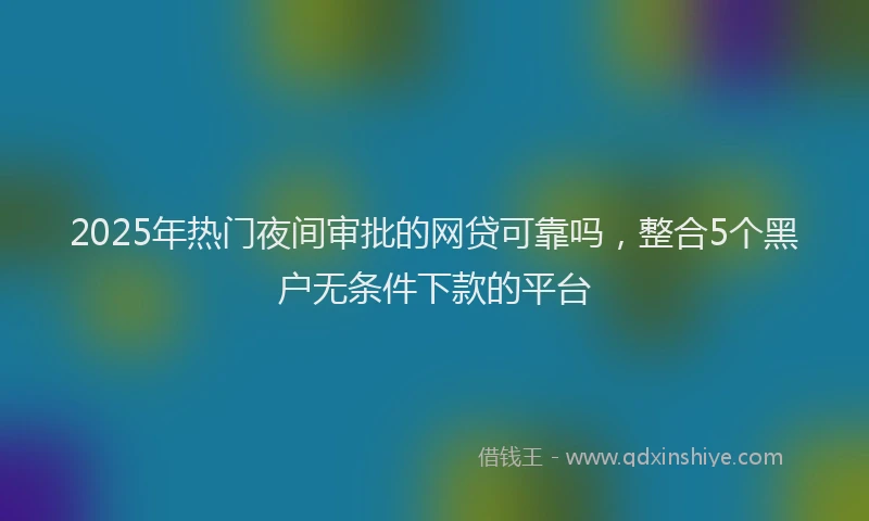 2025年热门夜间审批的网贷可靠吗，整合5个黑户无条件下款的平台