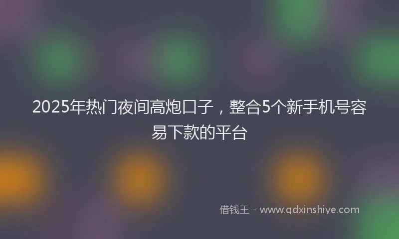 2025年热门夜间高炮口子，整合5个新手机号容易下款的平台
