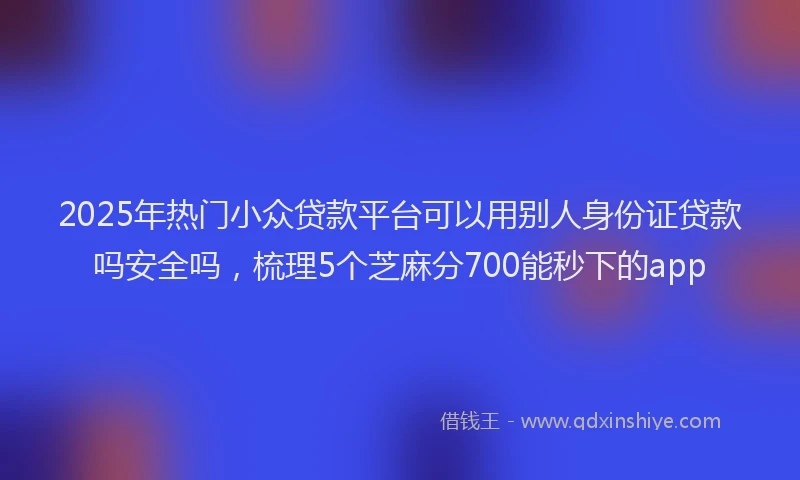 2025年热门小众贷款平台可以用别人身份证贷款吗安全吗，梳理5个芝麻分700能秒下的app