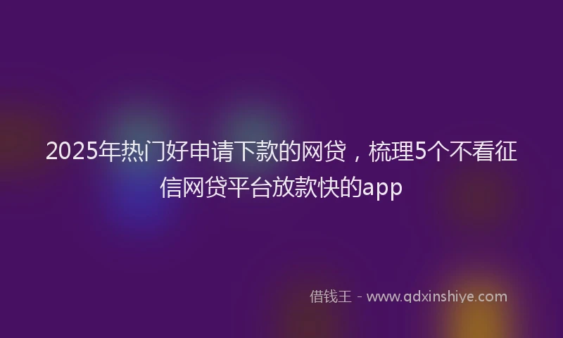 2025年热门好申请下款的网贷，梳理5个不看征信网贷平台放款快的app