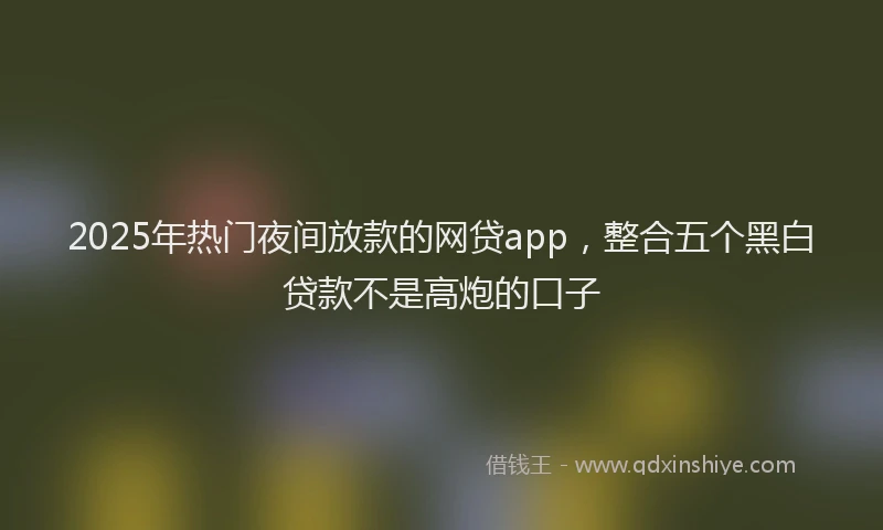 2025年热门夜间放款的网贷app，整合五个黑白贷款不是高炮的口子