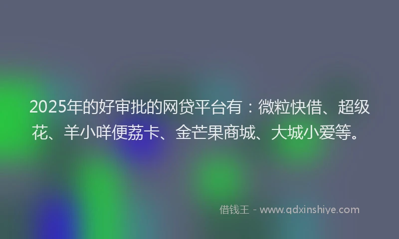 2025年的好审批的网贷平台有：微粒快借、超级花、羊小咩便荔卡、金芒果商城、大城小爱等。