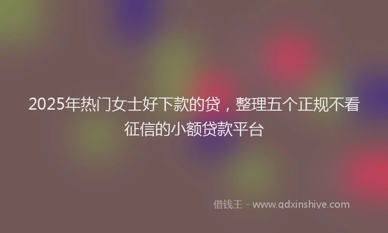 2025年热门女士好下款的贷，整理五个正规不看征信的小额贷款平台