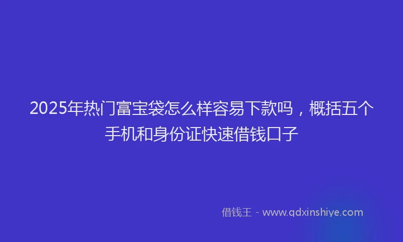 2025年热门富宝袋怎么样容易下款吗，概括五个手机和身份证快速借钱口子