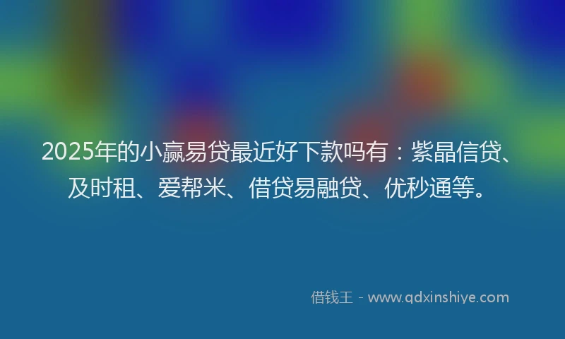 2025年的小赢易贷最近好下款吗有：紫晶信贷、及时租、爱帮米、借贷易融贷、优秒通等。