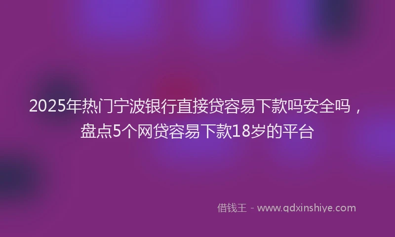 2025年热门宁波银行直接贷容易下款吗安全吗，盘点5个网贷容易下款18岁的平台