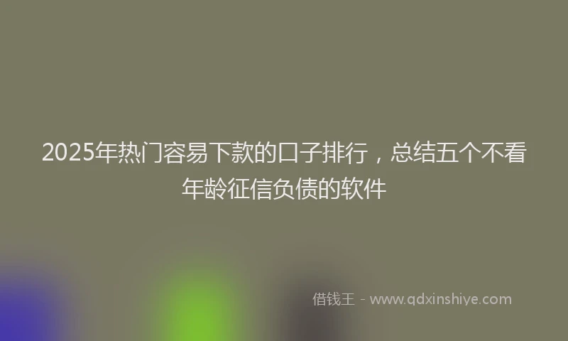 2025年热门容易下款的口子排行，总结五个不看年龄征信负债的软件