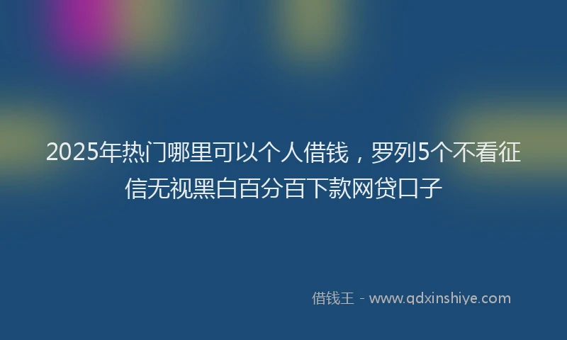 2025年热门哪里可以个人借钱，罗列5个不看征信无视黑白百分百下款网贷口子