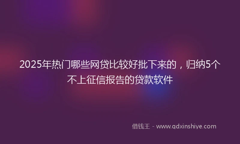 2025年热门哪些网贷比较好批下来的，归纳5个不上征信报告的贷款软件