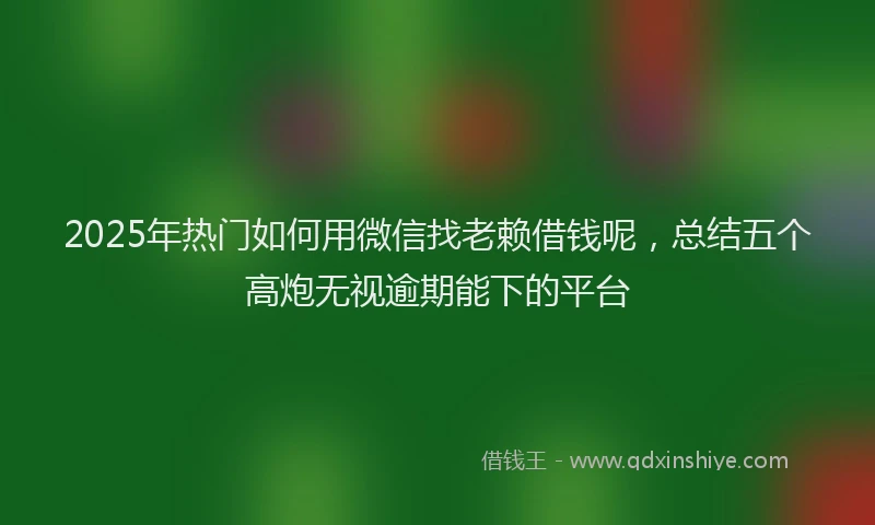2025年热门如何用微信找老赖借钱呢，总结五个高炮无视逾期能下的平台