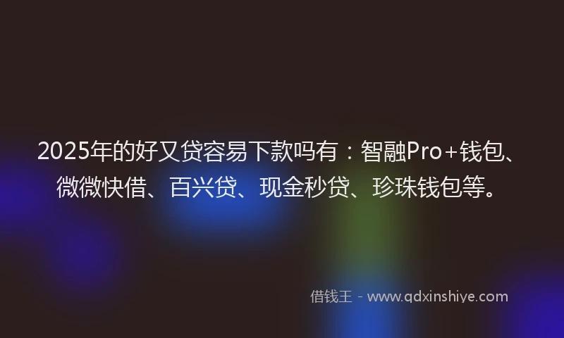 2025年的好又贷容易下款吗有：智融Pro+钱包、微微快借、百兴贷、现金秒贷、珍珠钱包等。