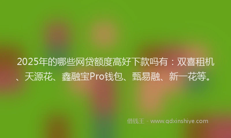2025年的哪些网贷额度高好下款吗有：双喜租机、天源花、鑫融宝Pro钱包、甄易融、新一花等。