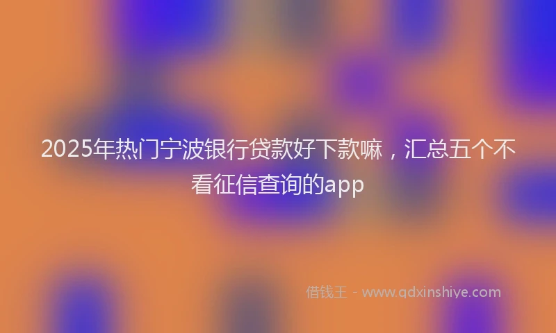 2025年热门宁波银行贷款好下款嘛，汇总五个不看征信查询的app