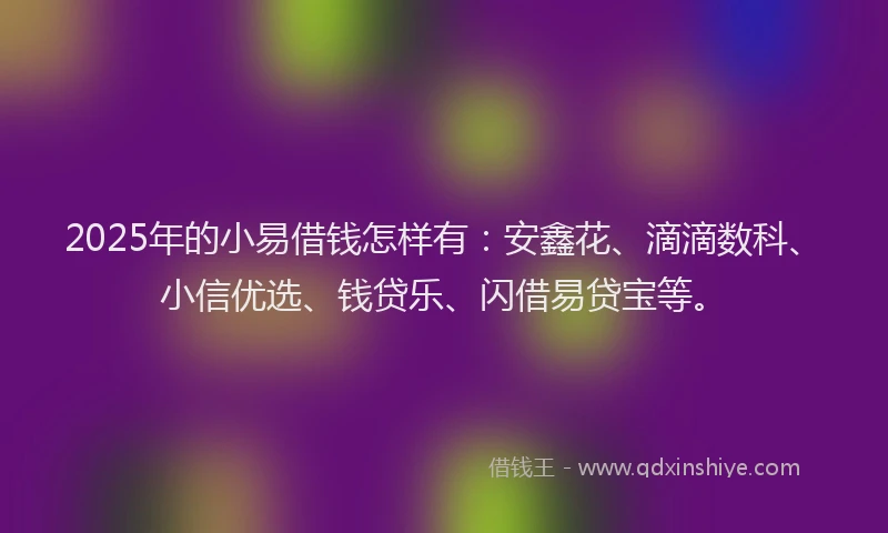 2025年的小易借钱怎样有：安鑫花、滴滴数科、小信优选、钱贷乐、闪借易贷宝等。