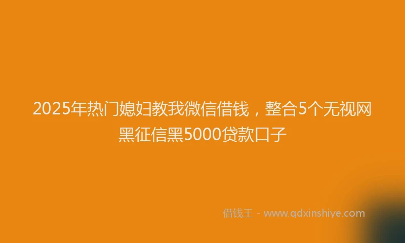 2025年热门媳妇教我微信借钱，整合5个无视网黑征信黑5000贷款口子